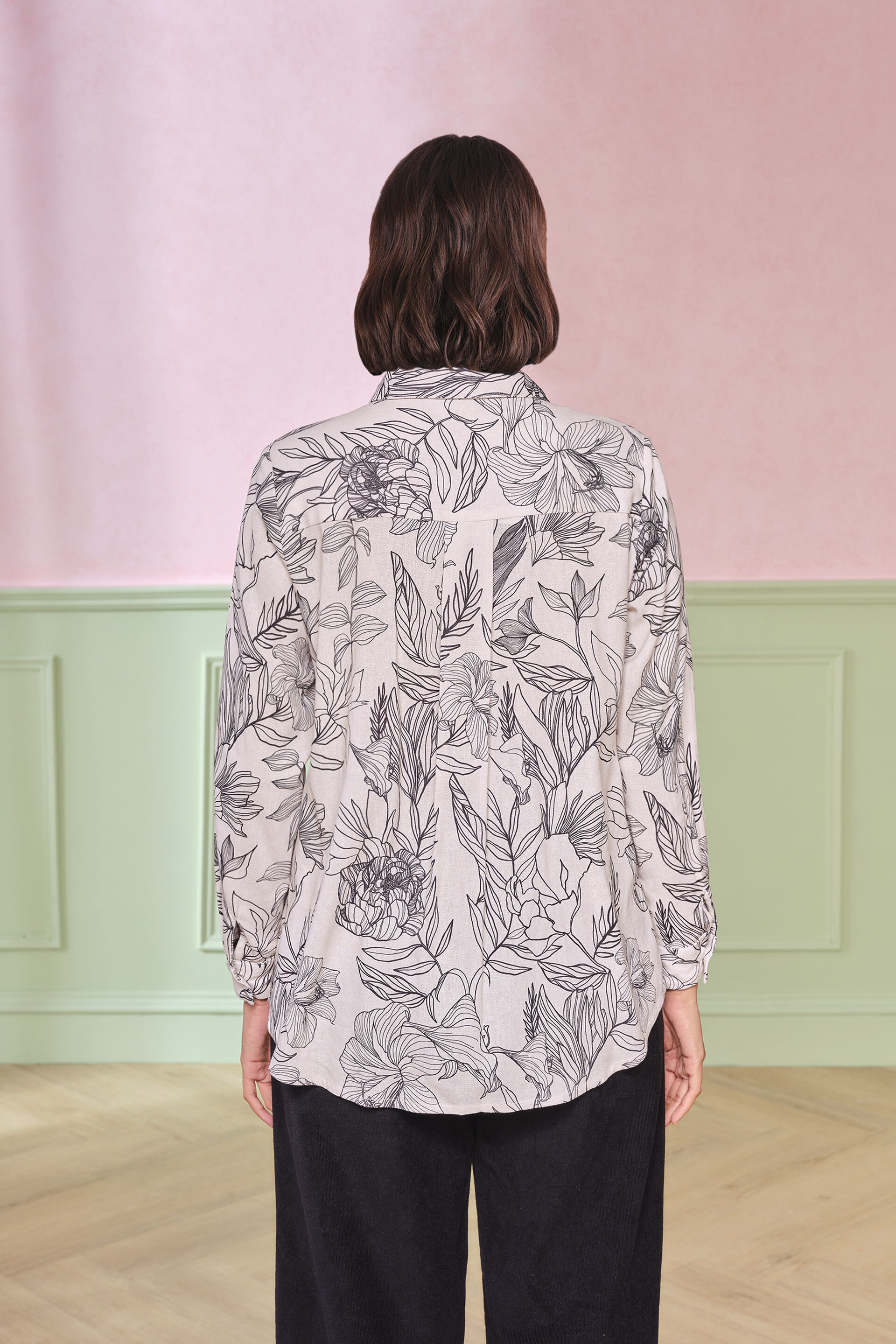 Graphic Garden Viscose Top, Cream, image 7